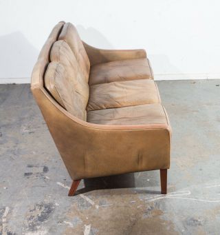 Mid Century Danish Modern Sofa Couch Leather Borge Mogensen Rosewood Denmark Mcm 9
