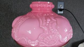 Victorian antique Pink Satin Glass Lamp cased glass oil lamp 5
