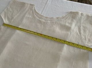 Antique vintage French linen night dressing gown peasant smock shirt dress 8