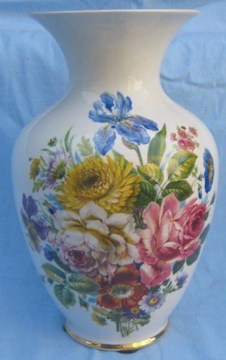 Bavaria Hand Painted German Porcelain 15  Vase Magnificent