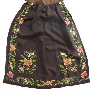 ANTIQUE 1840 - 70 Silk Hand Embroidered APRON like MET Museum AMERICAN 5