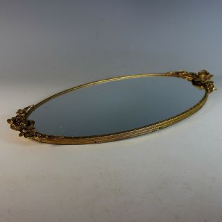 Antique Mirrored Vanity Tray with Two Perfume Bottles and Lipstick Holder 9