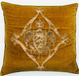 Antique 19th C.  Silk Velvet Embroidered Pillow
