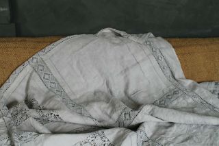 Embroidered Crochet Bed Throw Grey Cotton Patched Bedspread Shabby Rustic Style 2