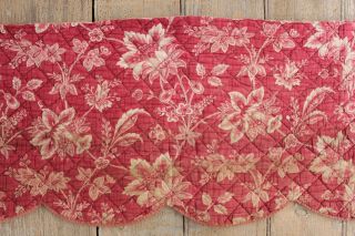 Toile Fabric Valance Antique French florla fabric in pink & red alsace 1820 - 50 3