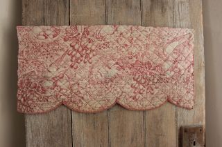 Toile Fabric Valance Antique French florla fabric in pink & red alsace 1820 - 50 4