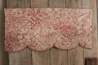 Toile Fabric Valance Antique French florla fabric in pink & red alsace 1820 - 50 5