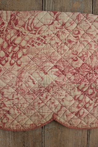 Toile Fabric Valance Antique French florla fabric in pink & red alsace 1820 - 50 6