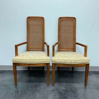 HENREDON Artefacts Campaign Style Dining Captain ' s Armchairs - Pair 3