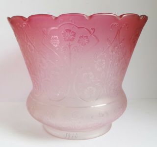 Fine Quality Art Nouveau Cranberry Glass Oil Lamp Shade - C1890 