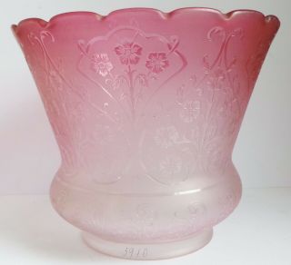 FINE QUALITY ART NOUVEAU CRANBERRY GLASS OIL LAMP SHADE - c1890 ' s - 3