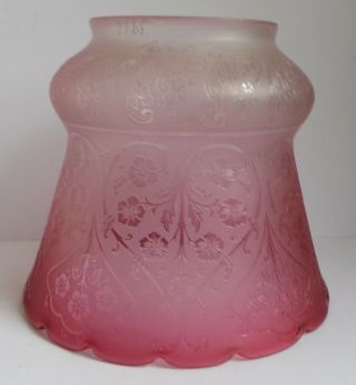 FINE QUALITY ART NOUVEAU CRANBERRY GLASS OIL LAMP SHADE - c1890 ' s - 5