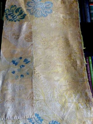 c.  1720s EXQUISITE SPITALFIELDS GOLD FLORAL POLYCHROME SILK LONG PANEL FROM ROBE 3
