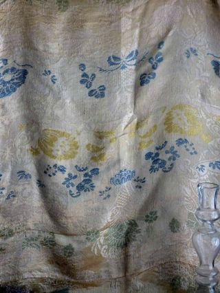 1800s GEORGIAN FADED SPITALFIELDS GOLD FLORAL POLYCHROME SILK LARGE PANEL 4