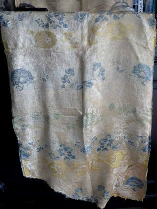 1800s GEORGIAN FADED SPITALFIELDS GOLD FLORAL POLYCHROME SILK LARGE PANEL 7