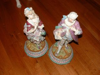 Antique Bisque Figurines Of Lovers - Bisque Porcelain Figurines