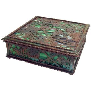 Signed Tiffany Grapevine Bronze Dresser Box