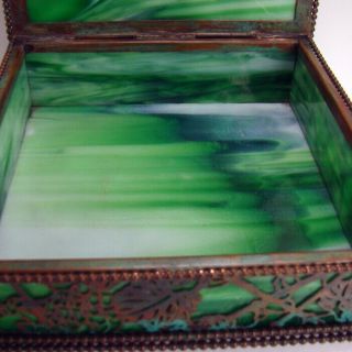 Signed Tiffany Grapevine Bronze Dresser Box 8