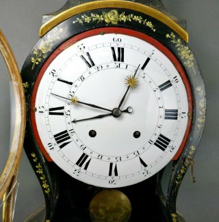 Fine Antique French 1830 Painted Case Calendar 1/4 Strike Boulle Clock on Plinth 6