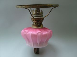 Vintage Oil lamp with matching shade.  Satin glass. 3
