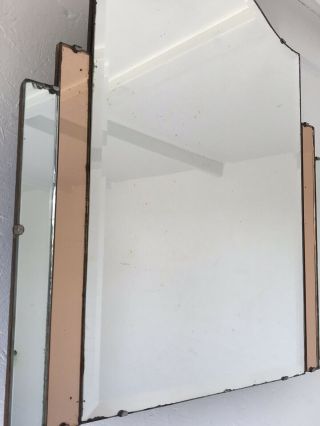 Art Deco Mirror Pink Mirror With Lovely Pink Panels Very Old Marks 2