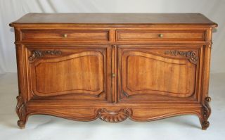 French Louis Xv Style Buffet Server Chest Walnut Low Provincial Cabinet