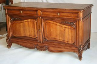 FRENCH LOUIS XV STYLE BUFFET SERVER CHEST WALNUT Low PROVINCIAL CABINET 3