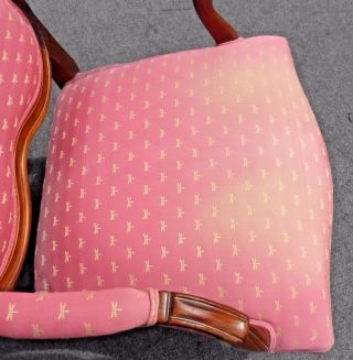 Vintage Ethan Allen French Country Carved Pink Accent Chair Dragonfly Print 7