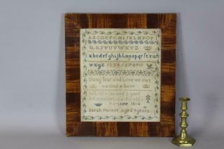 A Rare Signed & Dated 1814 Needlework Sampler " Sarah Punter " In Great Colors