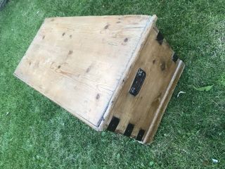 Victorian Pine Bedding Box Wooden Storage Box Chest 11