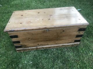 Victorian Pine Bedding Box Wooden Storage Box Chest 2