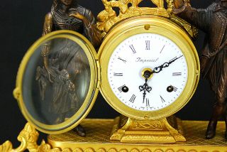 Gorgeous French Style Gilt Brass Figural Mantel Clock