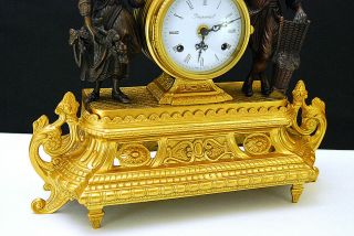 GORGEOUS FRENCH STYLE GILT BRASS FIGURAL MANTEL CLOCK 2