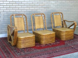 1970s Vintage Rattan Pretzel Sofa and Chairs 3