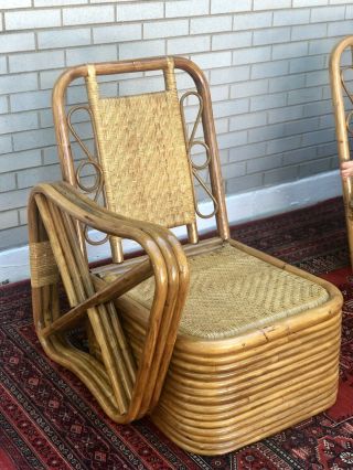 1970s Vintage Rattan Pretzel Sofa and Chairs 4