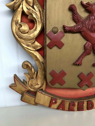 A Stunning Large Carved Medieval Knight Armor Shield in wood with lion 8