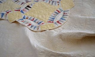 Antique Hand Stitched Calico Pickle Dish Quilt 10