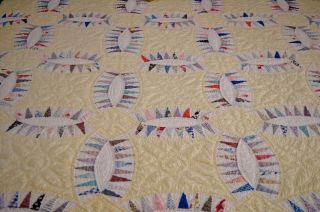 Antique Hand Stitched Calico Pickle Dish Quilt 3