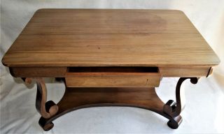 ANTIQUE ENGLISH DINNER KITCHEN TABLE FARMHOUSE W/ DRAWER CURVED LEGS 48 