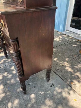 Antique Mahogany American Empire Chest of Drawers Brass Handles Circa 1850. 4