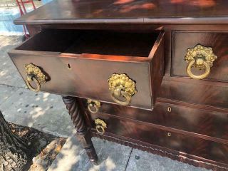 Antique Mahogany American Empire Chest of Drawers Brass Handles Circa 1850. 5