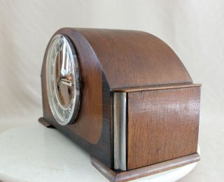 ART DECO GERMAN Table Clock Two Tone Oakwood 1930 2