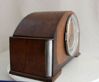 ART DECO GERMAN Table Clock Two Tone Oakwood 1930 4