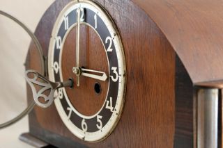 ART DECO GERMAN Table Clock Two Tone Oakwood 1930 8