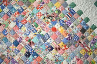 Large CHEERY Vintage Boston Commons Postage Stamp Antique Quilt BORDERS 10