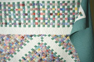Large CHEERY Vintage Boston Commons Postage Stamp Antique Quilt BORDERS 11