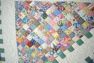 Large CHEERY Vintage Boston Commons Postage Stamp Antique Quilt BORDERS 4