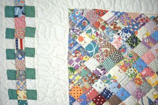 Large CHEERY Vintage Boston Commons Postage Stamp Antique Quilt BORDERS 5
