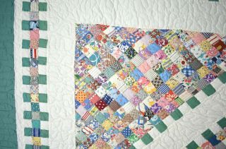Large CHEERY Vintage Boston Commons Postage Stamp Antique Quilt BORDERS 6