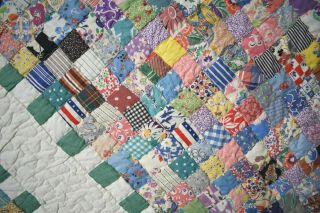 Large CHEERY Vintage Boston Commons Postage Stamp Antique Quilt BORDERS 7